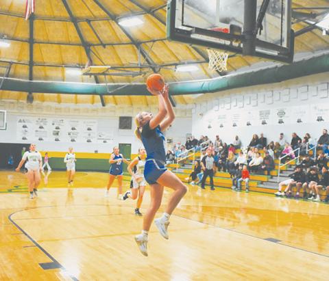April McNabb/Contributing Photographer Olivia McNabb of Hiwassee Dam makes a layup against Blue Ridge Early College during their matchup on Feb. 13.