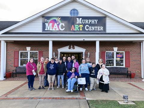 The Valley River Arts Guild, at its gallery location in the Murphy Art Center downtown, had some important visitors Thursday. Shannon Sampson of Avita Community Partners organized a visit from its home base in Blairsville, Ga., to provide an opportunity for some members to experience local artistic wares. Avita Community Partners is a resource for individuals and families in northeast Georgia experiencing the disabling effects of mental illness, developmental disabilities and addictive diseases. Sixteen of 