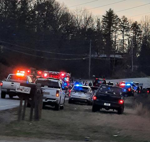 Anngee Quinones-Belian/Staff Correspondent Law enforcement surround a crashed vehicle after its driver allegedly led them on a high-speed chase through Murphy and into Culberson on Monday evening.