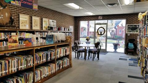 The Andrews Public Library on Main Street downtown is a favorite place for local residents to come visit and sit for a spell.