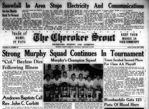 This is the front page of the Feb. 19, 1953, edition of the Cherokee Scout, which was 72 years ago today.