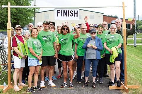 Cannon Crompton/sports@cherokeescout.com A group of Senior Games athletes kick off the 2025 event on Saturday by completing the fun walk, a staple event in the Senior Games opening day.