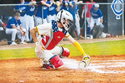 Cannon Crompton/sports@cherokeescout.com Murphy catcher Aayden Williams catches a ball in the dirt in their game against Towns County, Ga., on March 13.