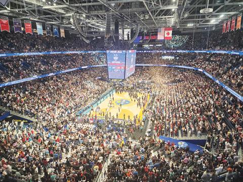 Cannon Crompton/sports@cherokeescout.com Confetti raining down from the rafters after UCONN women’s basketball won their 12th NCAA championship on April 6 at Amalie Arena in Tampa, Fla.