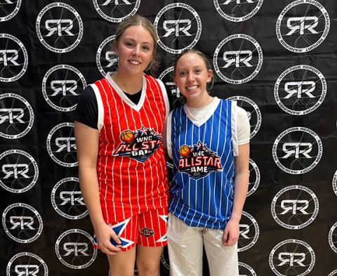 April McNabb/Contributing Photographer  Olivia McNabb (left) of Hiwassee Dam and Kylie Donaldson of Andrews competed in the WNC All-Star Game on March 29. 