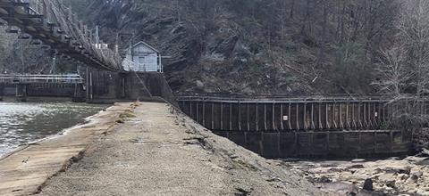 The starting point of the Ocoee Flume Line at the Ocoee No. 2 dam on U.S. 64/74 between Copperhill and Cleveland, Tenn., which is also the starting point on the river for commercial rafting on the lower Ocoee.