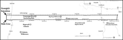 Map courtesy of Lane S. Bishop & Associates The rectangle in this map indicates the area to where Georgia would expand according to their allegation of the improper survey of the state line with Tennessee and North Carolina. The area includes all of Copperhill, part of Pleasant Hill, part of Grassy Creek, the Big Frog Wilderness and part of Wolf Creek in Cherokee County.