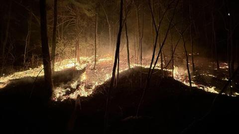 Courtesy of N.C. Forest Service Wildfires in the Carolinas are coming under control. This social media post image from March 29 is from a mountain fire.