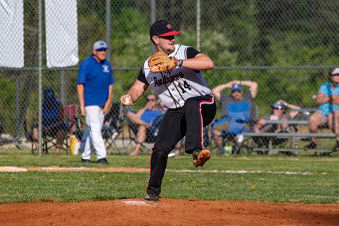 Cannon Crompton/sports@cherokeescout.com Ethan Sutton of Andrews pitches against Hiwassee Dam during their game on April 29.