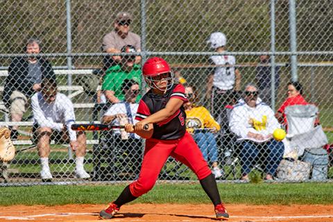 Cannon Crompton/sports@cherokeescout.com Kaiya Ellis of Andrews looks to make contact and put a ball in play against Murphy on April 15.