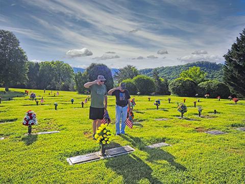 Sam Jokich/Staff Correspondent Veterans who have gone on to their reward were properly remembered Friday, when flags were placed on their graves at Greenlawn Memorial Gardens in Peachtree. The Memorial Day ceremony scheduled for Monday at Konehete Veterans Park in Murphy was canceled due to rain.