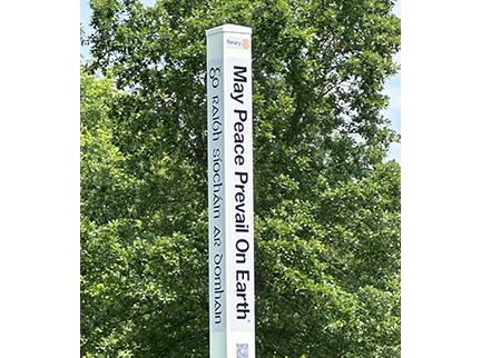 David Brown/dbrown@cherokeescout.com Rotary dedicates Peace Pole: This may be just a simple pole with words in four different languages, but it carries a powerful message about peace.
