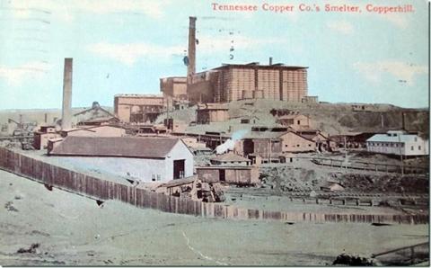 A 1914 view of Tennessee Copper Co., which would employee more than 5,000 tri-state area residents at its peak. All copper mining and smelting companies in the Ducktown/Copperhill Copper Basin would be merged under the same umbrella in 1936.