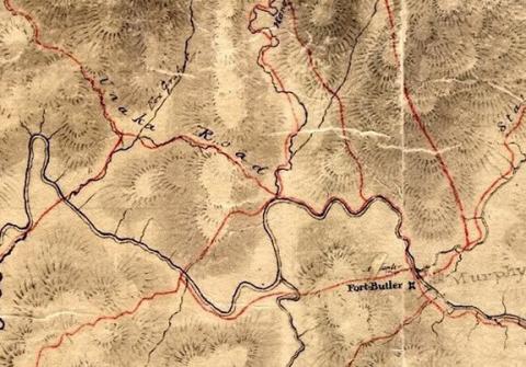 This is an old map showing some of the first roads in our area, around 1838 or shortly thereafter.
