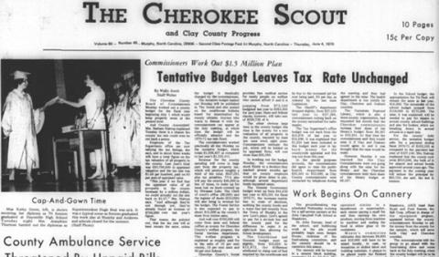 This is the front page of the June 4, 1970, edition of the Cherokee Scout, which was 55 years ago today.