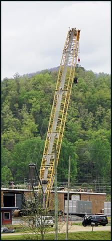 Randy Foster/ editor@cherokeescout.com A crane was present at Core Scientific’s facility in Marble on April 25.