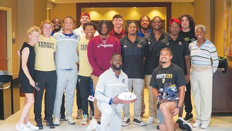 Lamar Courmon/Contributing Photographer The top offensive and defensive players from the seven teams in Conference Carolinas football gathered for media days on July 23-24 in Greenville, S.C.