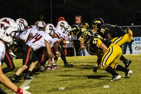 Cannon Crompton/sports@cherokeescout.com The Murphy and Andrews varsity football teams face off on Oct. 25, 2024.