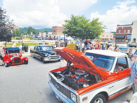 Donna Duval/Contributing Photographer  Classic automobiles lined streets in downtown Murphy on July 12 for the Murphy Art Center’s first car show. The success was far more than expected.