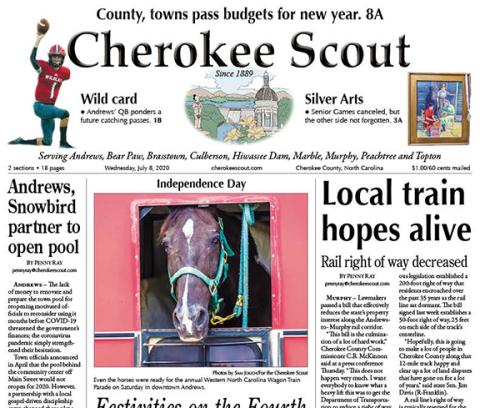 This is the front page of the July 8, 2020, edition of the Cherokee Scout, which was five years ago last week.
