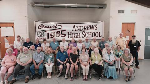 Photos by Nicole Wright/Staff Correspondent The Andrews High School Class of 1965 held its 60th reunion in mid-June at the Andrews Recreation Center. The class and still holds the record with 96 graduating, most ever at the school. A total of 34 people were present at the reunion.
