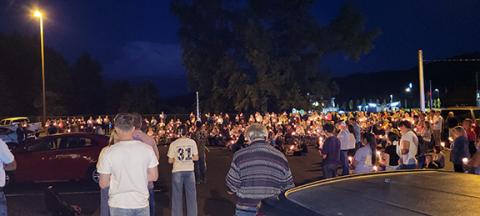 Donald Hale/Contributing Photographer Unity Rally: Murphy First Baptist Church, at the intersection of Hiwassee Street and U.S. 19/74, hosted a special event Sunday night to help bring the community together, regardless of any differences residents may have. Hundreds of people were in attendance to hear beautiful music and inspiring messages during the candlelit prayer vigil, which came in the aftermath of the assassination of conservative Christian political activist Charlie Kirk on Sept. 10.
