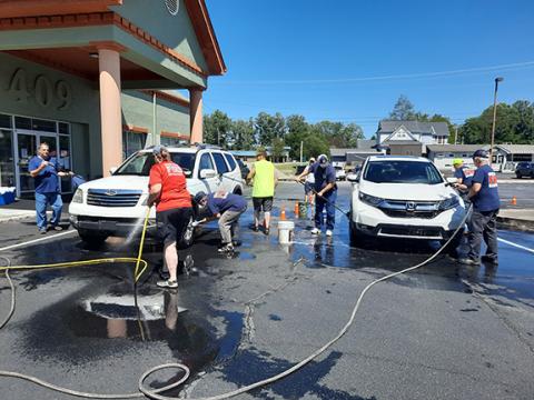 Anngee Quinones-Belian/Staff Correspondent  Folks came out Sunday afternoon under sunny skies to the 409 Building in Murphy with their dirty vehicles for a sudsy $7 hand wash. “I came from Andrews just to get my car washed here and support these guys. I don’t even know where Grape Creek is, but out here we need our fire departments. It’s a good wash,” happy customer Stephen Fillow said. The Grape Creek Volunteer Fire Department used the building’s parking for a fundraising car wash to help raise needed fund