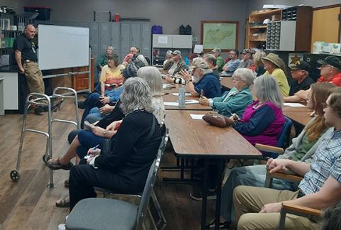  Anngee Quinones-Belian/Staff Correspondent  A planning session at the Cherokee County Sheriff’s Office for a newly proposed citizens auxiliary unit brought out members of the community interested in learning more on Aug. 28. The group was engaged and motivated, offering their thoughts and ideas .