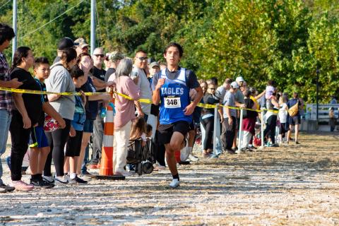 Oscar Page of Hiwassee Dam runs in the cross-country meet at Murphy High School on Sept. 20.