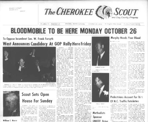 This is the front page of the Oct. 22, 1964, edition of the Cherokee Scout, which was 61 years ago today.