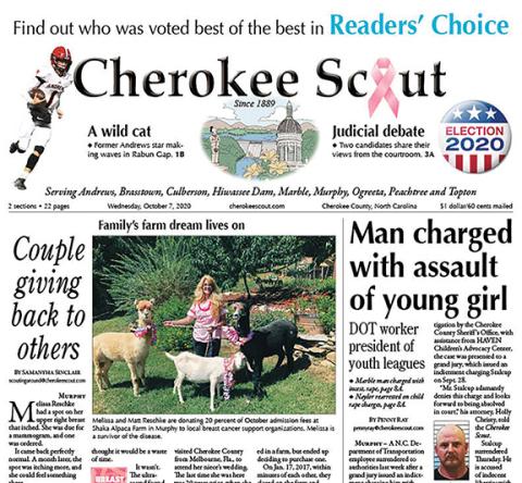 This is the front page of the Oct. 7, 2020, edition of the Cherokee Scout, which was five years ago this week.