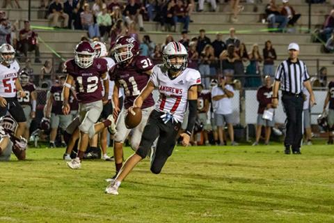 Andrews Wildcat Logan Shuler scrambles for yardage in their game against Swain County on Sept. 19. 