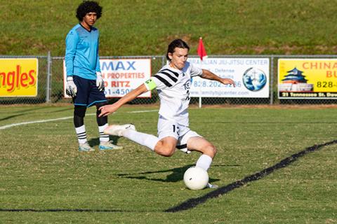 Tri-County Early College soccer play Conner Arrowood takes a goal kick in their match against Murphy on Sept. 1.