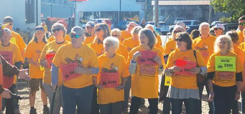 Nicole Wright/Staff Correspondent Participants in the Rotary Club of Murphy’s first Gobble Gallop in 2023 gathered for the “Zero K” race at Buck Bald Brewing. The fundraiser helps Rotary’s mission to “End Polio Now.” This year’s third annual event will take place from 4-6 p.m. Saturday at 110 Valley River Ave.