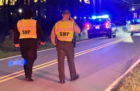 Randy Foster/editor@cherokeescout.com N.C. Highway Patrol and emergency responders respond to a fatal accident involving a bicyclist and a Jeep late Monday afternoon.