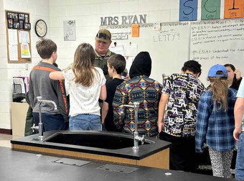Officer Melissa, who teaches the DARE program to fifth-graders at Ranger Elementary School, arranged for Cherokee County sheriff’s Deputy Leslie to be a Red Ribbon Week guest speaker during her class on Oct. 29. Leslie was able to show the students how officers test for certain drugs while on patrol and what they do during an overdose call. The students also got to meet his K9 partner, Epic, and watch a demonstration outside. School officials say the students greatly enjoyed his visit.