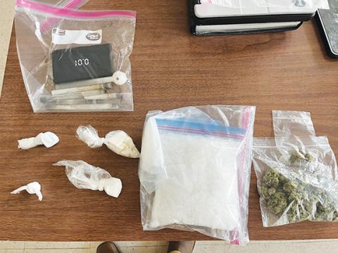 A handout photo shows drugs allegedly seized following a search of a vehicle occupied by Jared Dickerson and Chelsea Taylor of Murphy.