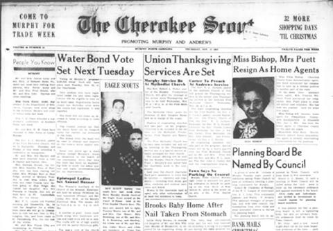 This is the front page of the Nov. 17, 1955, edition of the Cherokee Scout, which was 70 years ago this week.