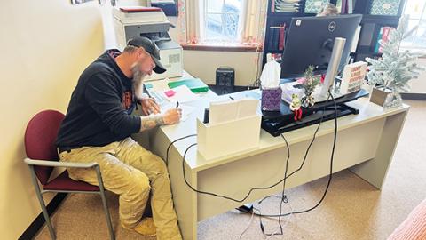 Randy Foster/editor@cherokeescout.com Cherokee County Board of Education member Steve Coleman files to run for District 3 commissioner at the Cherokee County Board of Elections in Murphy on Monday, the first day of filing for the March 3, 2026, primary elections.