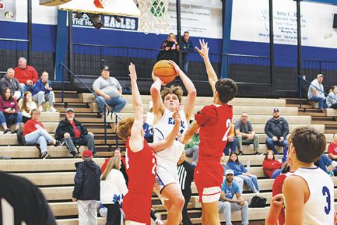 Cannon Crompton/sports@cherokeescout.com Jonah Dockery of Hiwassee Dam takes a shot against Copper Basin, Tenn., Thursday. 