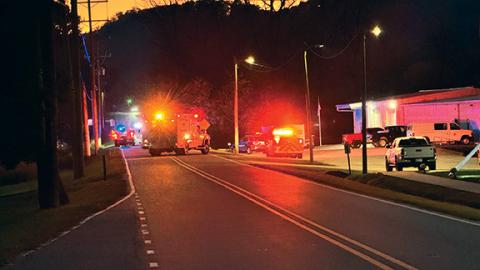  Emergency responders block Airport Road in Marble after a bicyclist was struck and killed in September. It was the second fatality on Airport Road involving a bicyclist in 2025