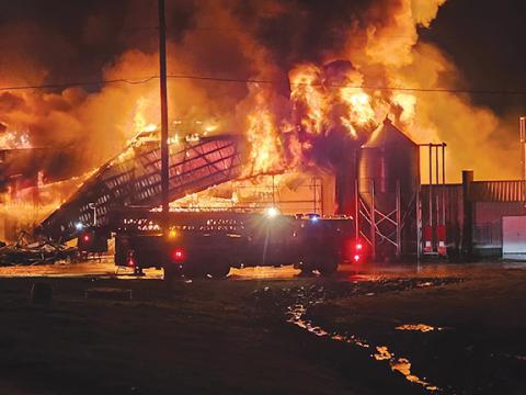 Cherokee County Building Code Enforcement Official David Ricks took this photo of the fire at Andrews Valley Poultry Farm on Friday night. Used with permission.
