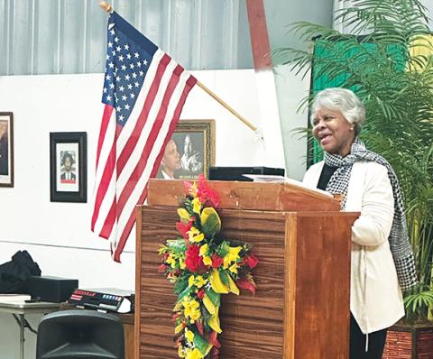 David Brown/dbrown@cherokeescout.com Local resident Brenda Blount gave an inspiring account of her life, which included a focus on education and keeping high standards, during the 32nd annual Martin Luther King Prayer Breakfast on Jan. 19 at the Texana Community Center.