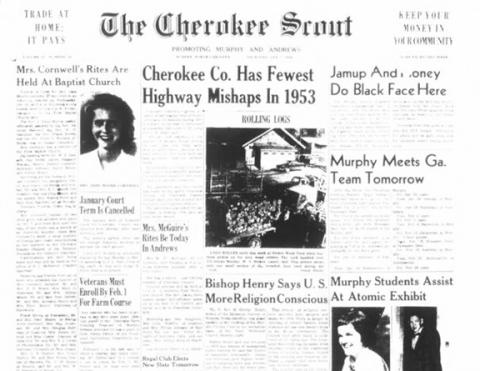 This is the front page of the Jan. 7, 1954, edition of the Cherokee Scout, which was 72 years ago today.
