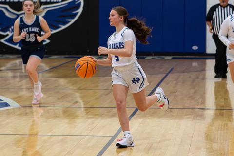 Leah Taylor dribbles down the court against Nantahala on Dec. 8, 2025. 
