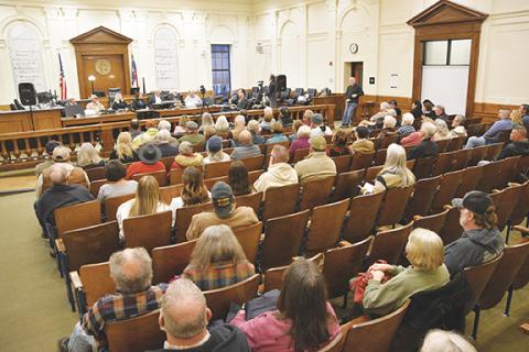 A nearly standing-room-only crowd came out to see a candidate forum for seats on the Cherokee County Board of Commissioners on Thursday at the Cherokee County Courthouse in Murphy.