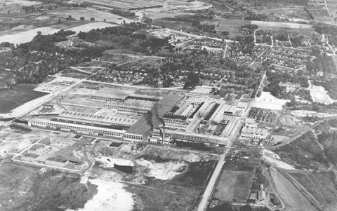 Tennessee State Library & Archives photograph This aerial shot of Alcoa Fabricating Works in Alcoa, Tenn., in Blount County, Tenn., is part of the Department of Conservation Photograph Collection.