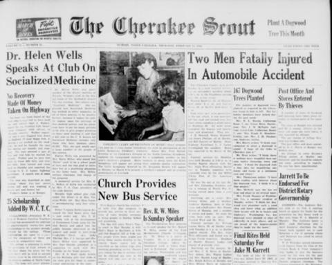 This is the front page of the Feb. 17, 1949, edition of the Cherokee Scout, which was 77 years ago this week.