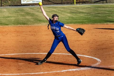 Abby Harris of Hiwassee Dam pitches against Hayesville on March 18, 2025. 
