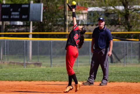 Chanteah Rattler of Andrews catches a fly ball against Murphy last season on April 15, 2025. 